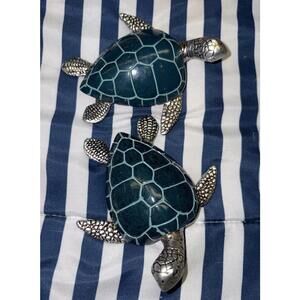2 Metal Turtle Table Sealife Art Decor Figure